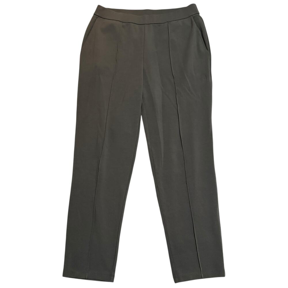 Eileen Fisher Washable Flex Ponte Pintuck Pants Easy Fit Ankle Length Grove PS